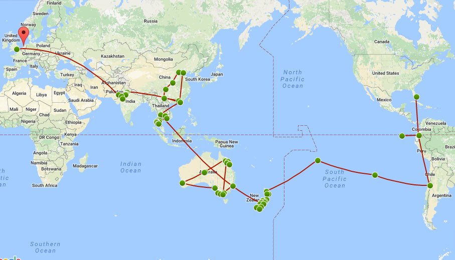 Round The World (3rd leg) interactive tour map